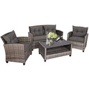 4 Pieces Patio Rattan Furniture Set Coffee Table Cushioned Sofa-Gray by LJGDeals