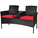 Wicker Patio Conversation Furniture Set with Removable Cushions and Table by LJGDeals