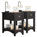 2 Pieces Retro Narrow Tiered End Table with Drawer and Storing Shelf by LJGDeals