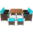 9 Pieces Patio Rattan Dining Cushioned Chairs Set by LJGDeals