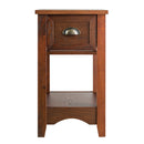 Set of 2 Contemporary Side End Table with Drawer-Walnut