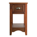 2 Pieces Retro Narrow Tiered End Table with Drawer and Storing Shelf by LJGDeals