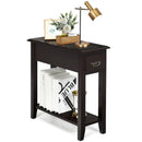 2 Tier End Bedside Sofa Side Table Narrow Nightstand-Black by DirectDeals