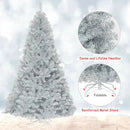7.5 Ft Hinged Unlit Artificial Silver Tinsel Christmas Tree by LJGDeals