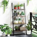 Multipurpose 4-Tier Industrial Leaning Wall Bookcase with Metal Frame by LJGDeals