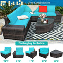 6 Piece Wicker Patio Sectional Sofa Set with Tempered Glass Coffee Table by DirectDeals