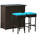 3PCS Patio Rattan Wicker Bar Table Stools Dining Set-Turquoise by LJGDeals
