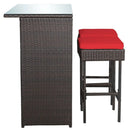 3PCS Patio Rattan Wicker Bar Table Stools Dining Set-Turquoise by LJGDeals