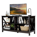 Wooden TV Stand Entertainment for TVs up to 55 Inch with X-Shaped Frame by DirectDeals