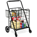 Heavy Duty Folding Utility Shopping Double Cart-Black by LJGDeals