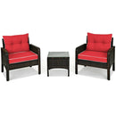 3 Pcs Outdoor Patio Rattan Conversation Set with Seat Cushions-Black by LJGDeals