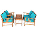 4-Piece Acacia Wood Patio Conversation Set with Cushions by LJGDeals