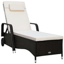 Outdoor Recliner Cushioned Chaise Lounge with Adjustable Backrest by LJGDeals
