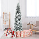 7.5 Feet Unlit Hinged Snow Flocked Artificial Pencil Christmas Tree with 641 Tips by LJGDeals