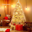 6 Feet Hinged Unlit Artificial Silver Tinsel Christmas Tree with Metal Stand by LJGDeals
