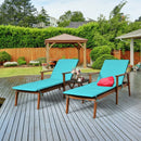 3 Pieces Portable Patio Cushioned Rattan Lounge Chair Set with Folding Table by LJGDeals