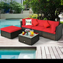 5 Pcs Outdoor Patio Rattan Furniture Set Sectional Conversation with Navy Cushions-Turquoise by LJGDeals