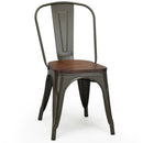 18 Inch Height Set of 4 Stackable Style Metal Wood Dining Chair by LJGDeals