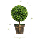 2 Pieces 24 Inch Artificial Boxwood Topiary Ball Tree for House and Office by LJGDeals