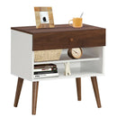 Mid-Century Nightstand with Drawer and Rubber Wood Legs by LJGDeals