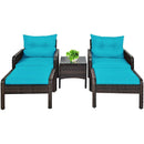 5 Pieces Patio Rattan Sofa Ottoman Furniture Set with Cushions-Black by LJGDeals