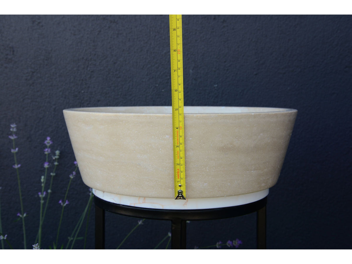 Light Travertine Handcrafted Vessel Sink - Authentic Hand Polished Natural Stone, photo 7 of 10