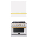 Akicon 36" Stainless Steel Range Hood with 600 CFM Insert & 6-Burner Gas Range Combo – Powerful Ventilation, Convection Oven, Multiple Finishes