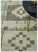 Tribal Custom Made Contemporary Beige Hand knotted Wool Area Rug