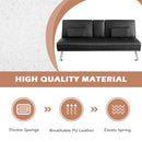 Convertible Folding Leather Futon Sofa with Cup Holders and Armrests by LJGDeals