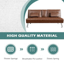 Convertible Folding Leather Futon Sofa with Cup Holders and Armrests by LJGDeals