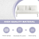 Convertible Folding Leather Futon Sofa with Cup Holders and Armrests