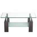 Rectangular Tempered Glass Coffee Table with Shelf by LJGDeals