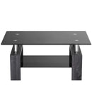 Rectangular Tempered Glass Coffee Table with Shelf by LJGDeals