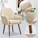 Set of 2 Fabric Upholstered Accent Chairs with Wooden Legs by LJGDeals