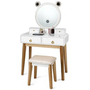 Vanity Set with 3-Color Lighted Touch Screen Dimming Mirror and 4 Drawers by LJGDeals
