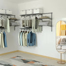 3 to 6 Feet Wall-Mounted Closet System Organizer Kit with Hang Rod-Gray by LJGDeals