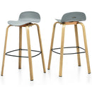 Set of 2 Modern Barstools Pub Chairs with Low Back and Metal Legs by LJGDeals