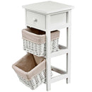 2 Pieces Bedroom Bedside End Table with Drawer Baskets-White by LJGDeals