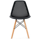 4 Pieces Modern Plastic Hollow Chair Set with Wood Leg by LJGDeals