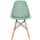 4 Pieces Modern Plastic Hollow Chair Set with Wood Leg by LJGDeals