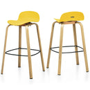 Set of 2 Modern Barstools Pub Chairs with Low Back and Metal Legs by LJGDeals