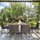 7Pcs Patio Rattan Cushioned Dining Set with Umbrella Hole by LJGDeals