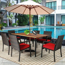 7Pcs Patio Rattan Cushioned Dining Set with Umbrella Hole by LJGDeals