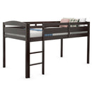 Wooden Twin Low Loft Bunk Bed with Guard Rail and Ladder-Dark Brown