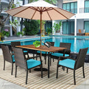 7Pcs Patio Rattan Cushioned Dining Set with Umbrella Hole by LJGDeals