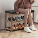 2-Tier Wooden Shoe Rack Bench with Padded Seat by LJGDeals