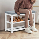 2-Tier Wooden Shoe Rack Bench with Padded Seat by LJGDeals