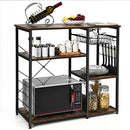 Industrial Kitchen Baker's Rack Microwave Shelf with 6 Hooks by DirectDeals