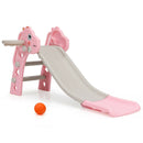 3-in-1 Kids Slide Baby Play Climber Slide Set with Basketball Hoop