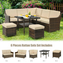 6 Pieces Patio Rattan Dining Sofa Funiture Set by LJGDeals